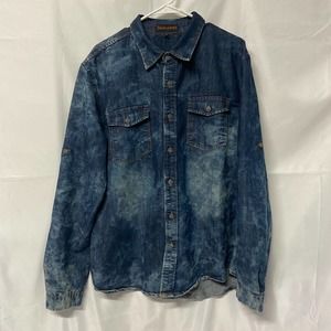 Denim & Rivets Shirt Jacket XL Distressed Button Up